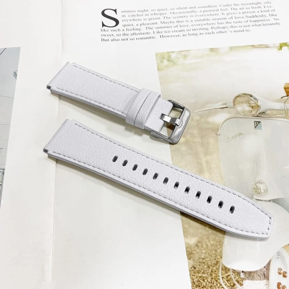 Amazfit Pace double-sided texture cowhide leather watch strap - White