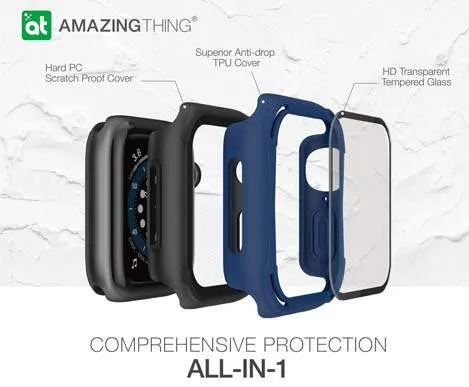 AmazingThing Impact Shield Pro for Apple Watch for Series SE - 6 - 5 - 4 ( 40mm) - Anti Bacterial proctective case with screen protector - Matte Black (Barcode: 4892878064118 )