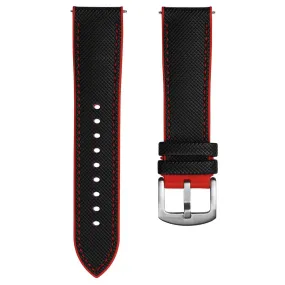 Anvil Fusion FKM Rubber Watch Strap - Black / Red