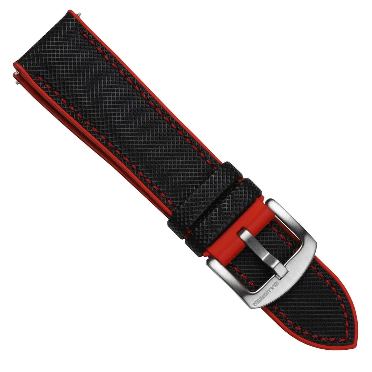 Anvil Fusion FKM Rubber Watch Strap - Black / Red