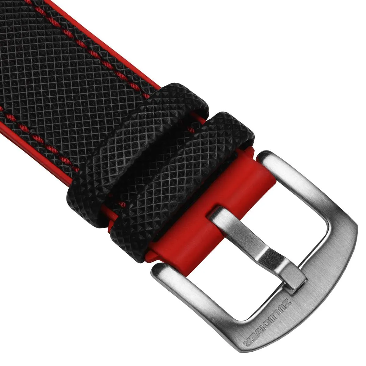 Anvil Fusion FKM Rubber Watch Strap - Black / Red