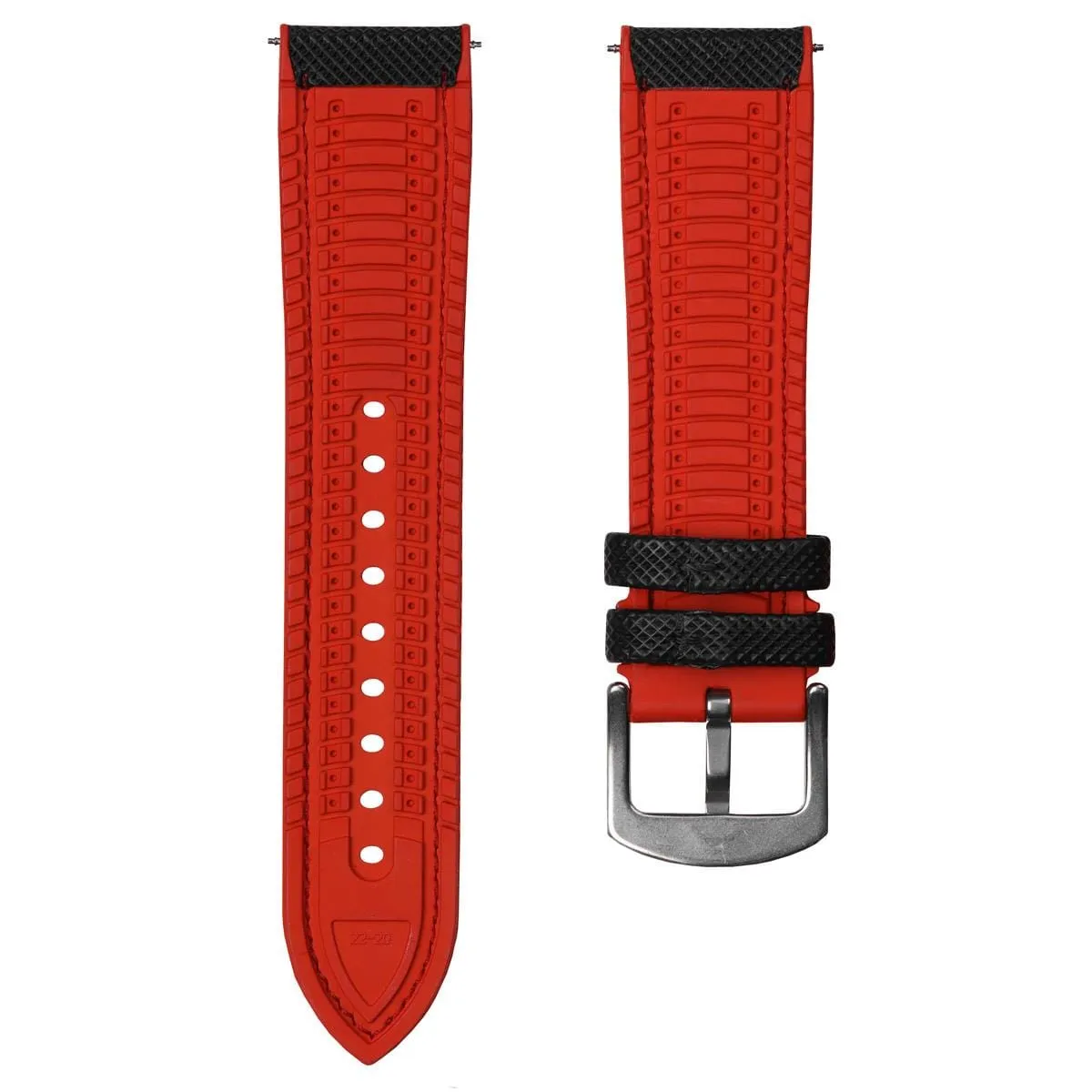 Anvil Fusion FKM Rubber Watch Strap - Black / Red