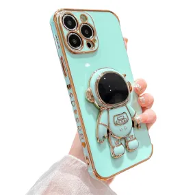 Anymob iPhone Glossy Green Astronaut Folding Stand Case Mini Soft Phone Back Cover