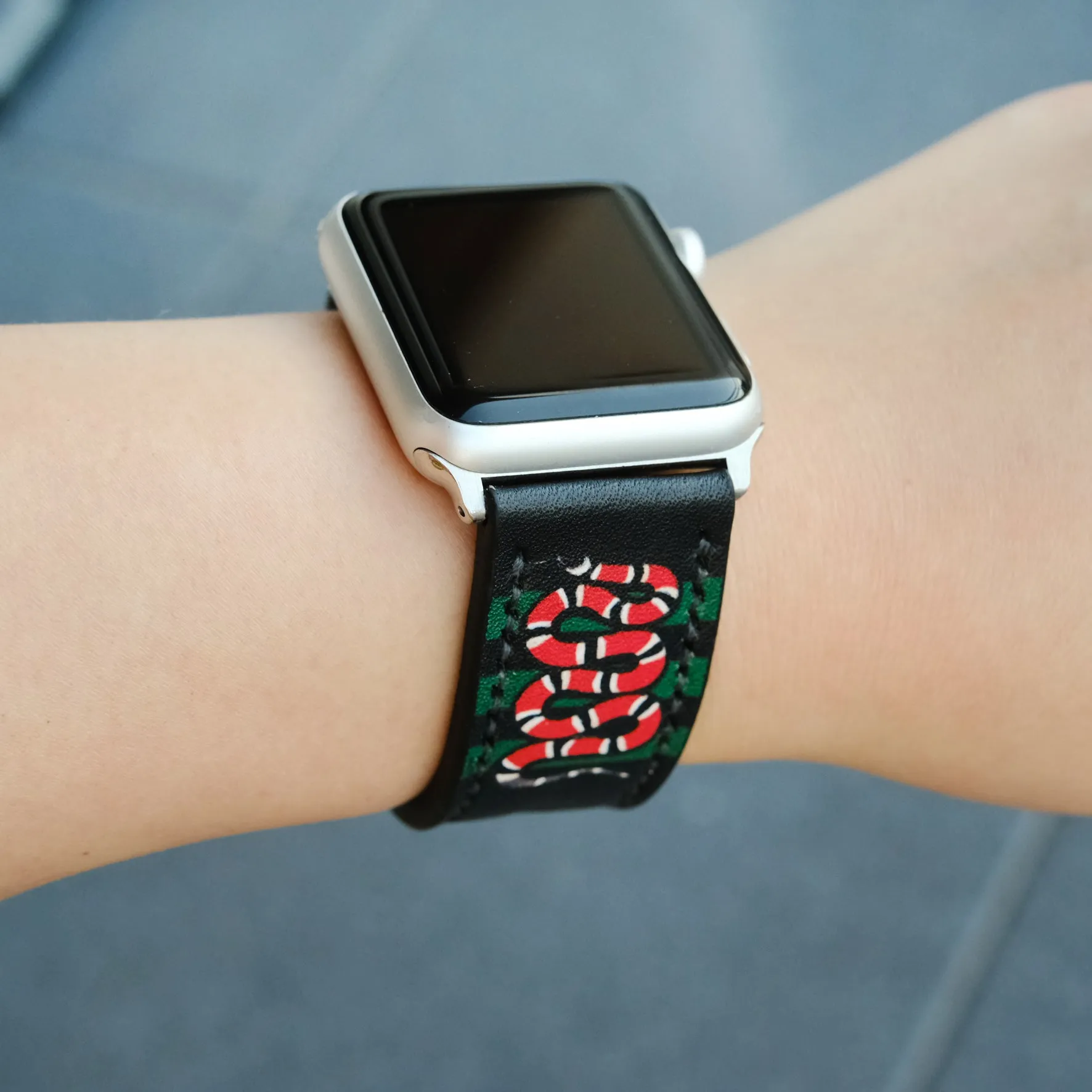 Apple Leather Strap Snake Design