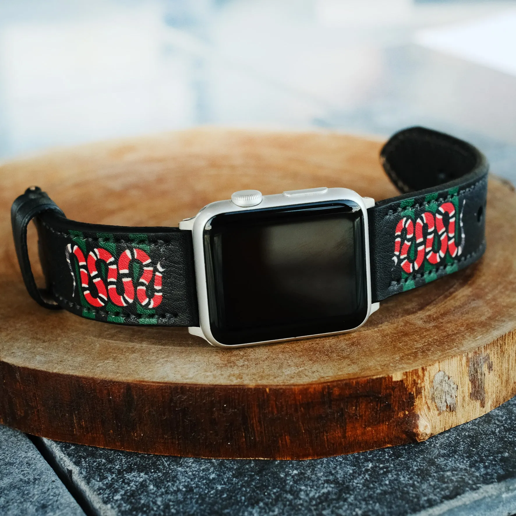 Apple Leather Strap Snake Design