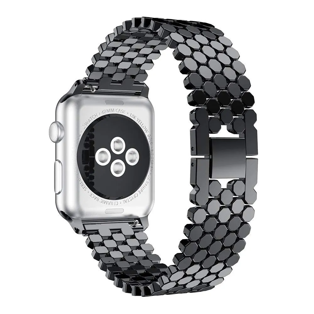 Apple Watch 41mm / 40mm / 38mm | Fish-Scale Pattern Metal Bands |Black