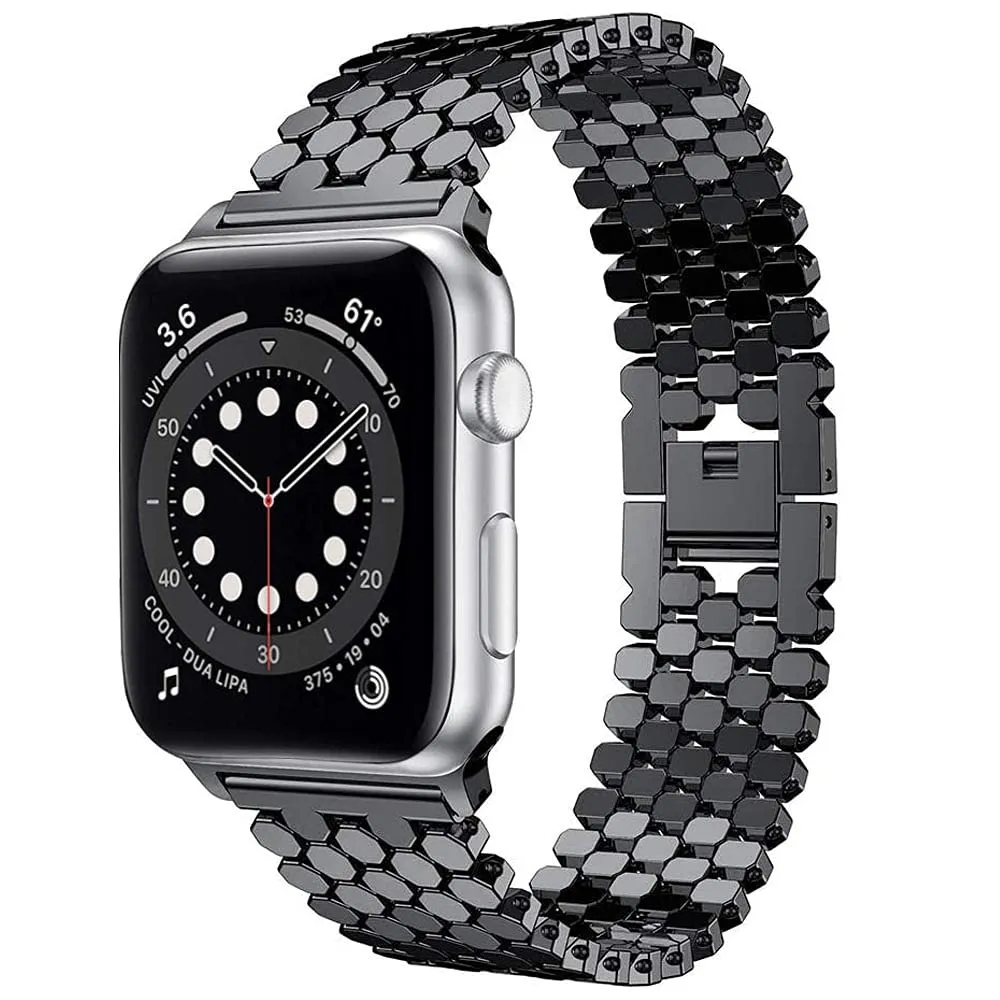 Apple Watch 41mm / 40mm / 38mm | Fish-Scale Pattern Metal Bands |Black