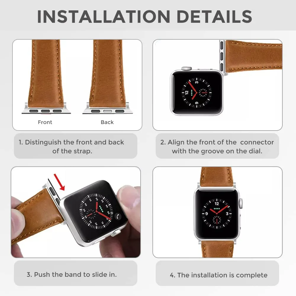 Apple Watch 41mm / 40mm / 38mm | Leather Straps |Black