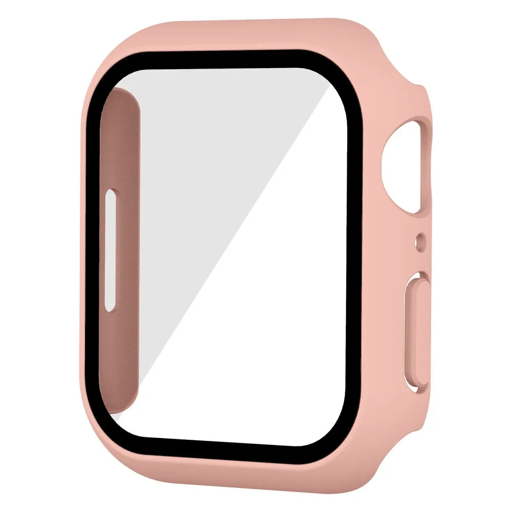 Apple Watch (41mm) rubberized hard cover with tempered glass screen protector - Pink