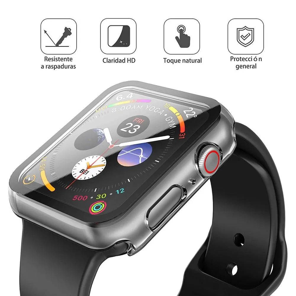 Apple Watch (45mm) clear cover with tempered glass screen protector - Transparent