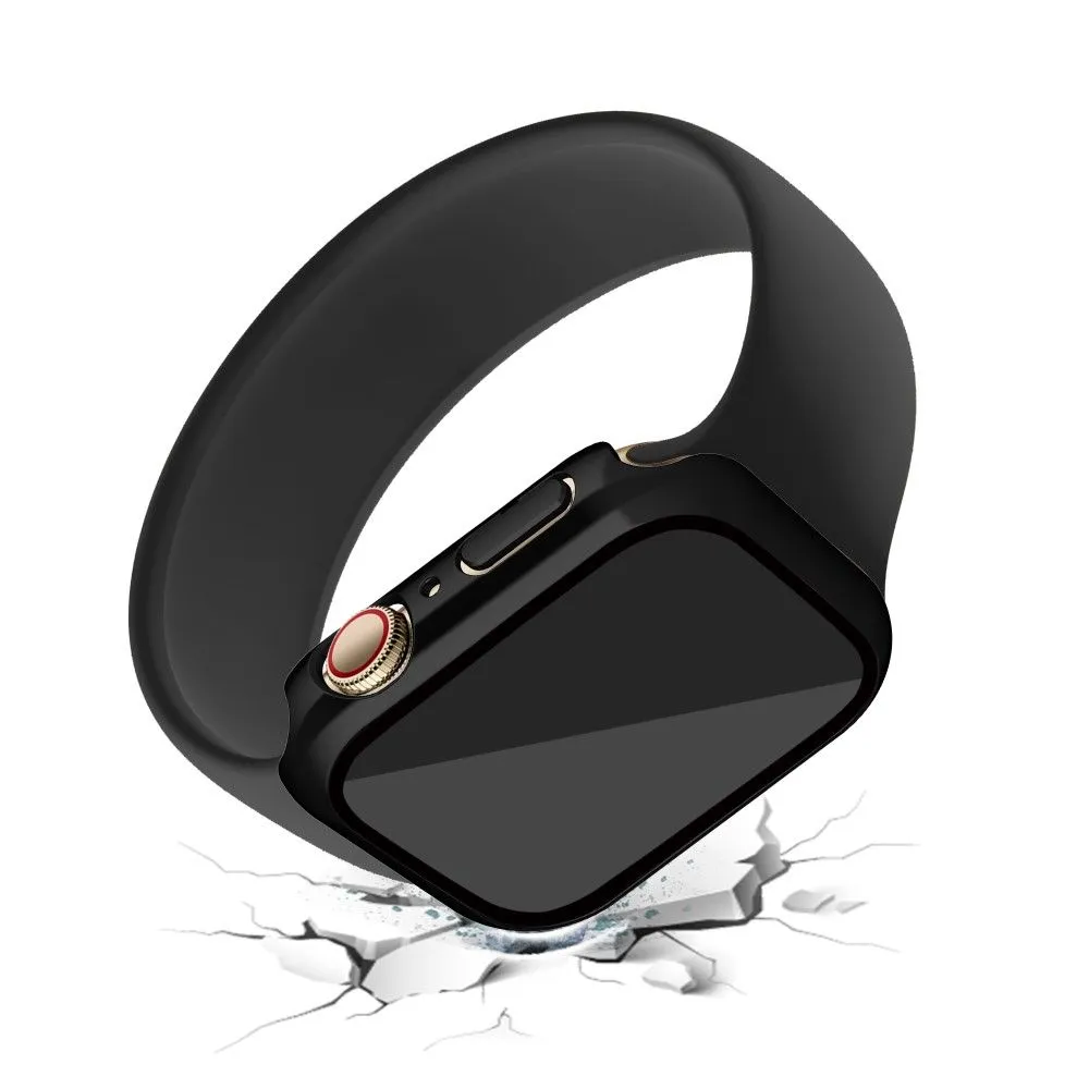 Apple Watch (45mm) electroplating cover with tempered glass - Black