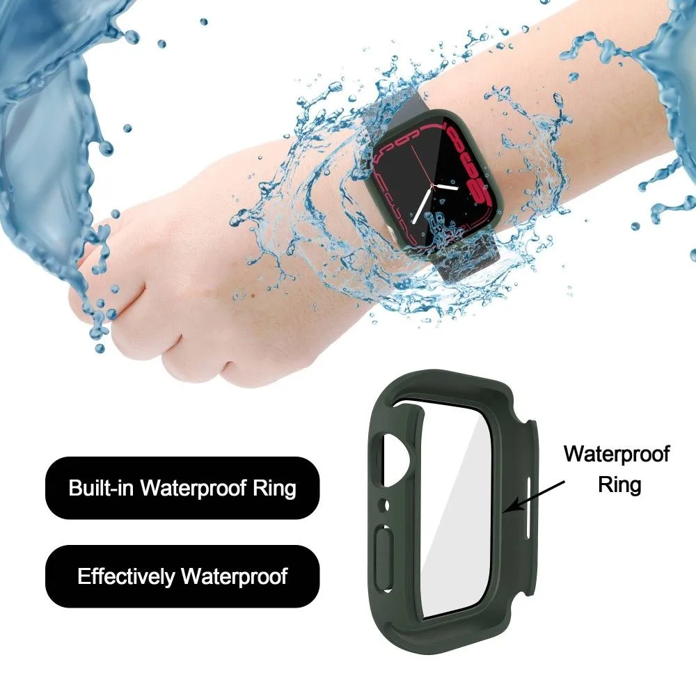 Apple Watch (45mm) elegant cover with built-in tempered glass - Blackish Green