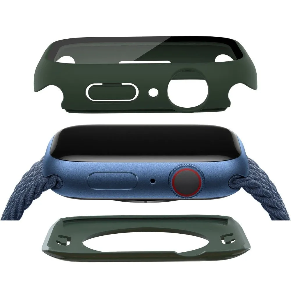 Apple Watch (45mm) elegant cover with built-in tempered glass - Blackish Green