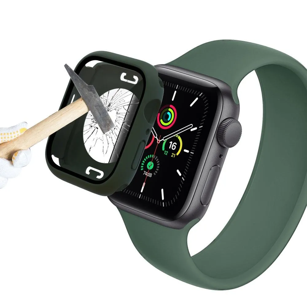 Apple Watch (45mm) elegant cover with built-in tempered glass - Blackish Green