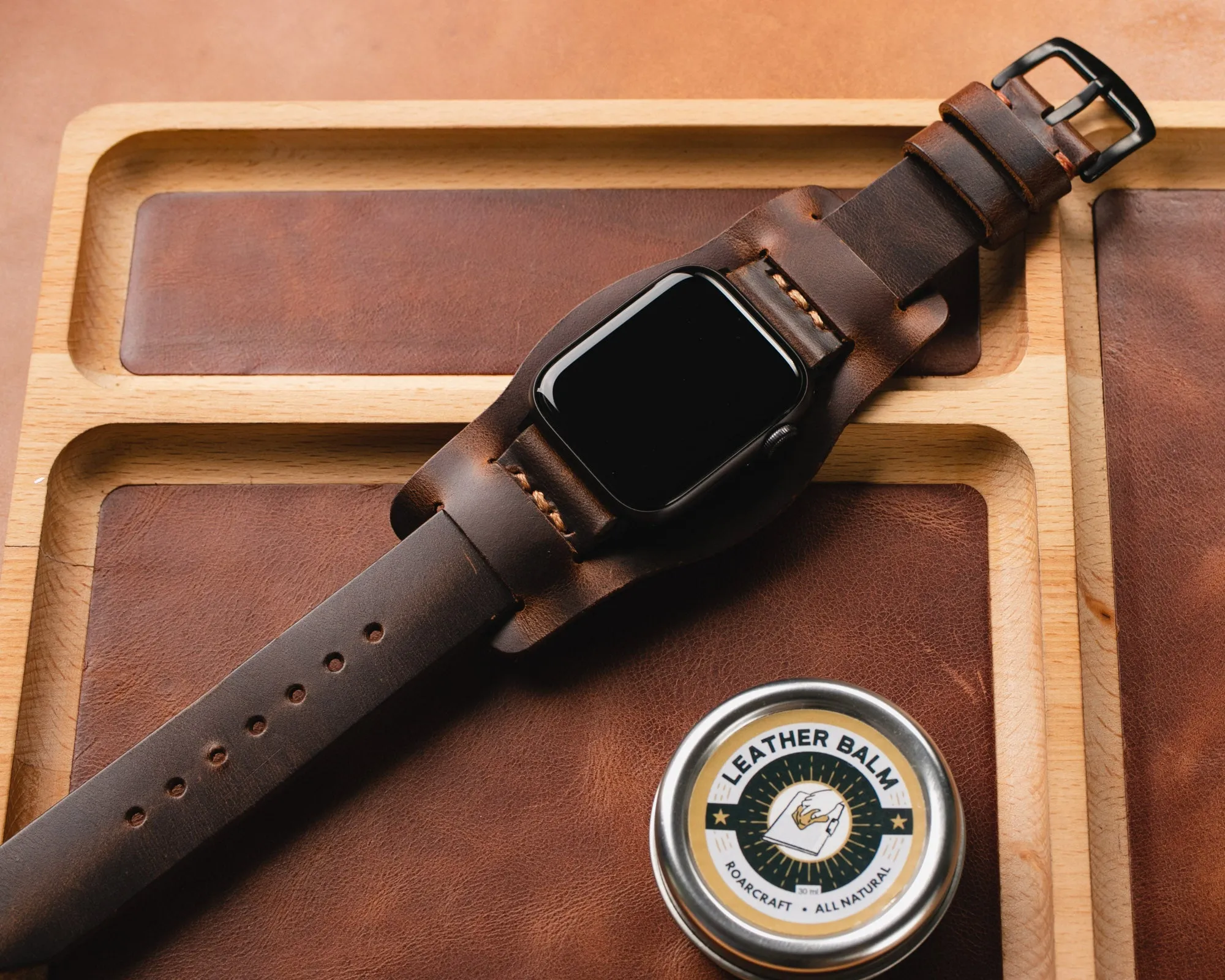 Apple Watch Minimal Bund Strap - Antique Brown