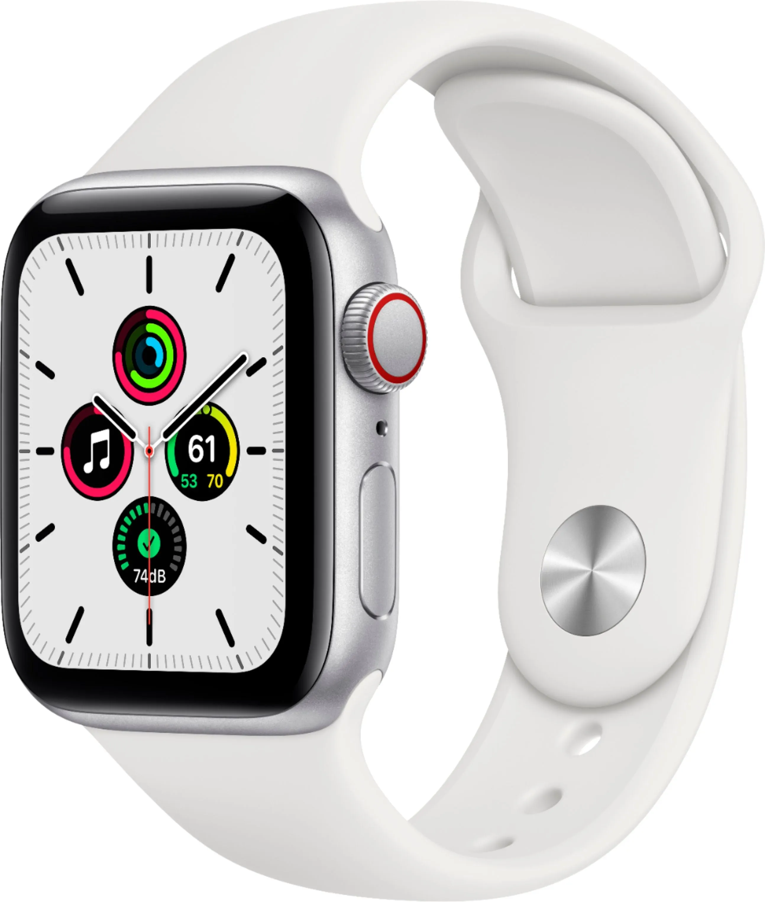 Apple Watch SE (GPS   Cellular) 40mm Silver Aluminum Case with White Sport Band - Silver