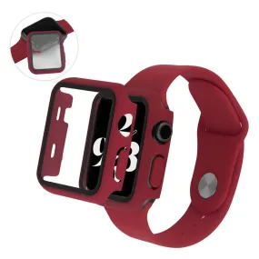 Apple Watch Series 3/2/1 42mm cover with tempered glass   watch band - Wine Red