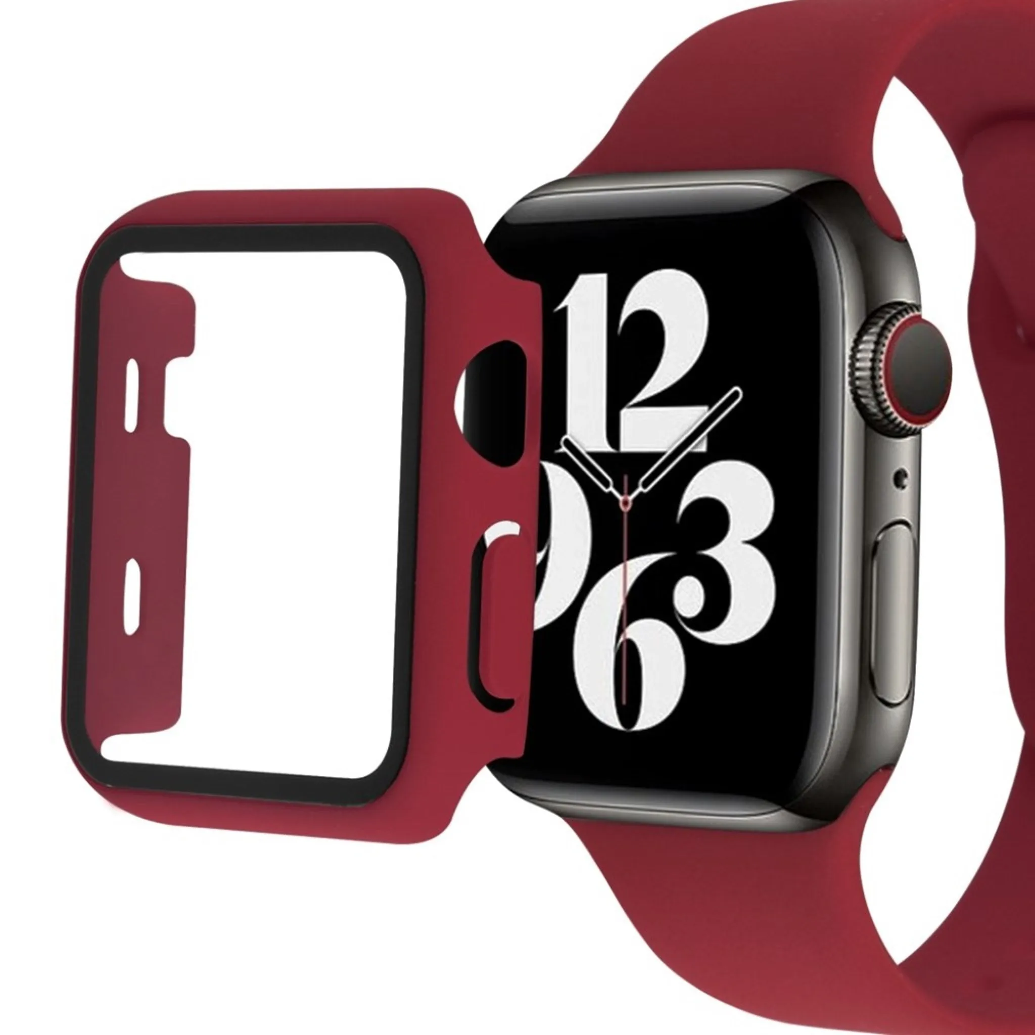 Apple Watch Series 3/2/1 42mm cover with tempered glass   watch band - Wine Red