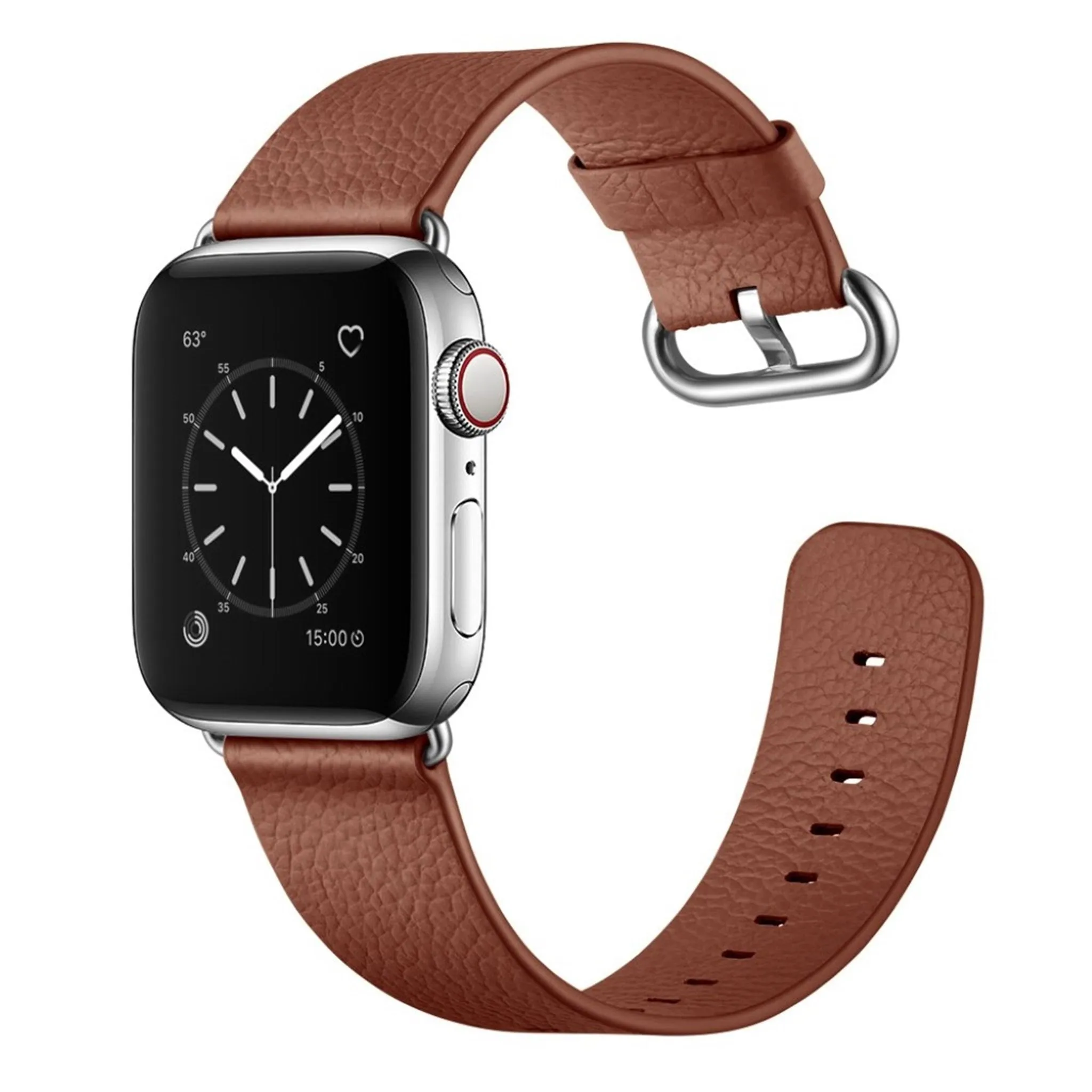 Apple Watch Series 5 40mm litchi genuine leather watch band - Brown