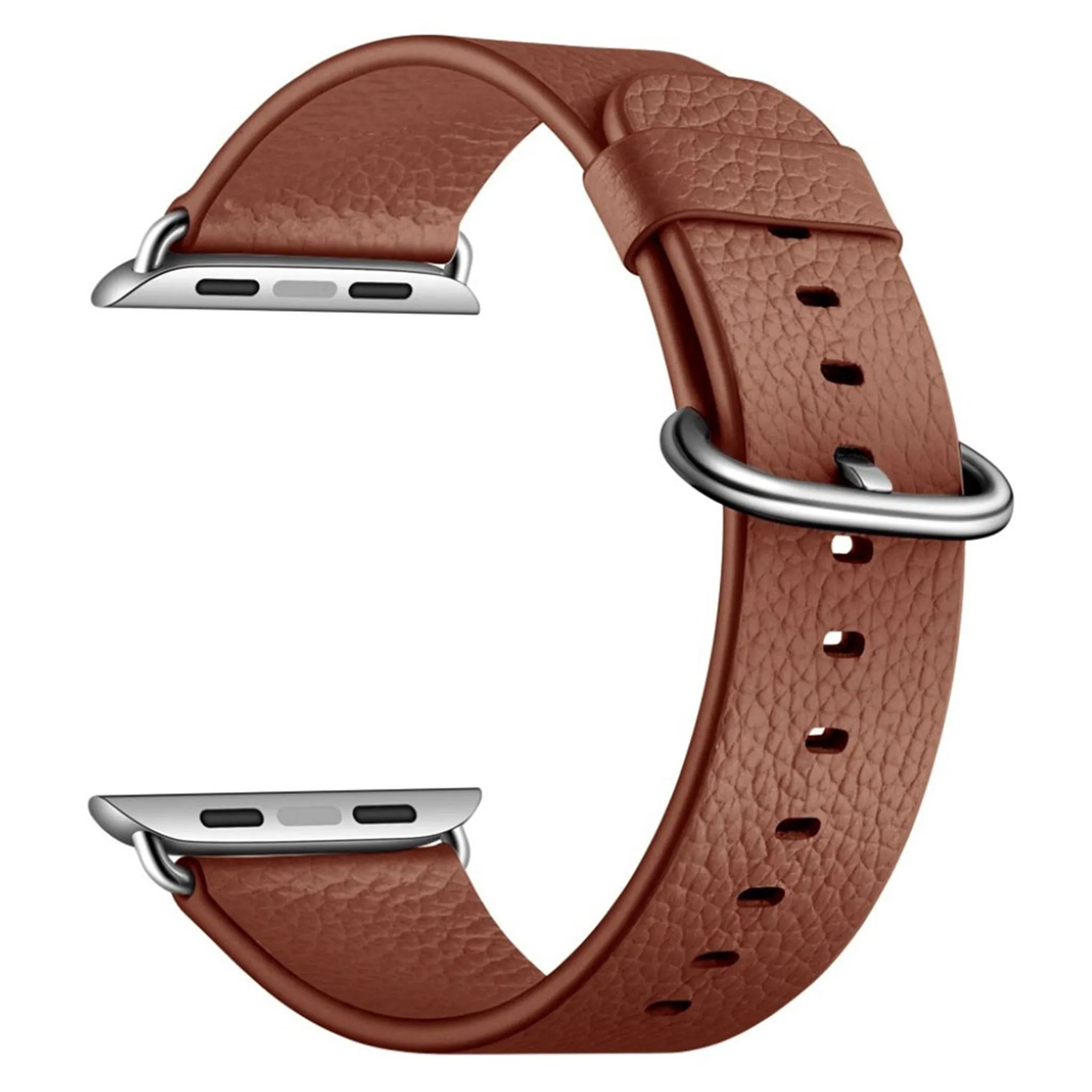 Apple Watch Series 5 40mm litchi genuine leather watch band - Brown