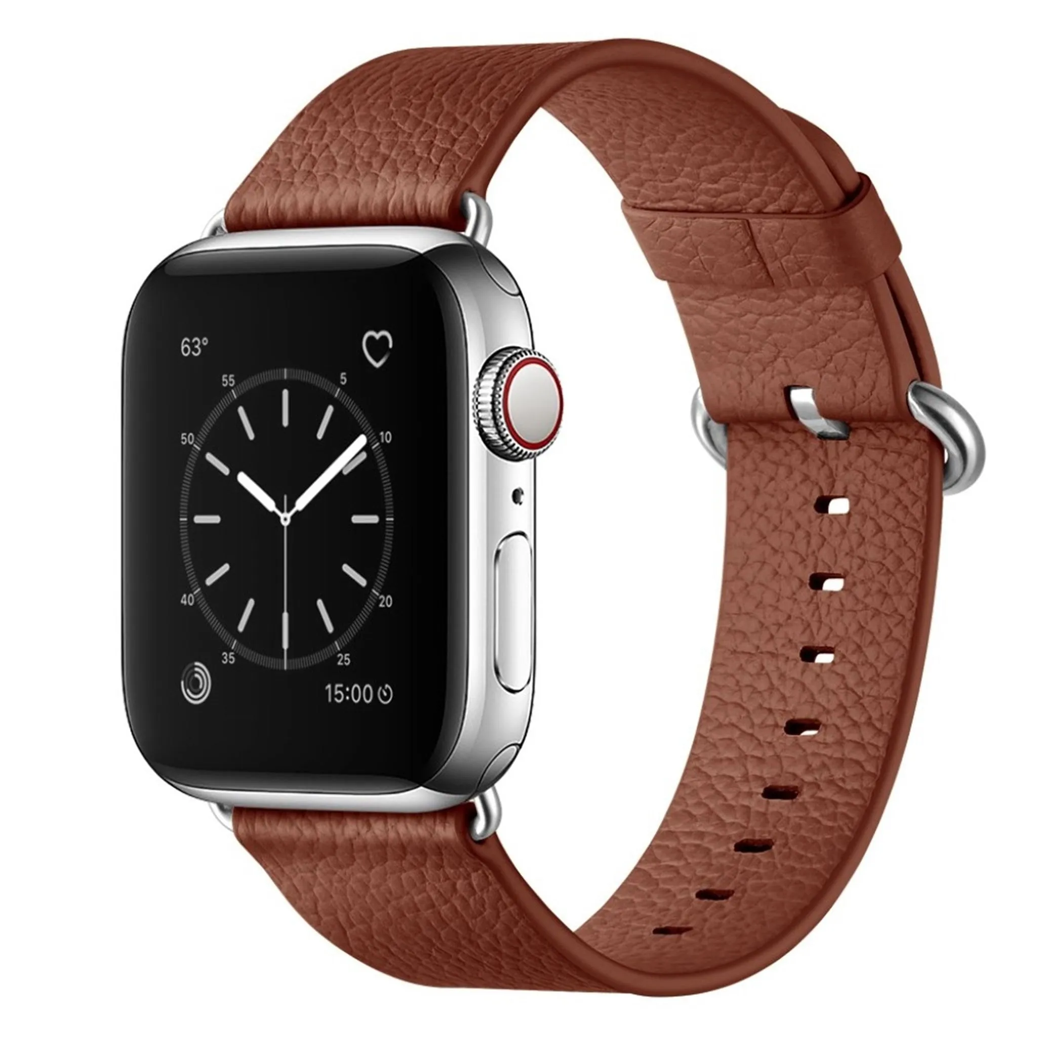 Apple Watch Series 5 40mm litchi genuine leather watch band - Brown