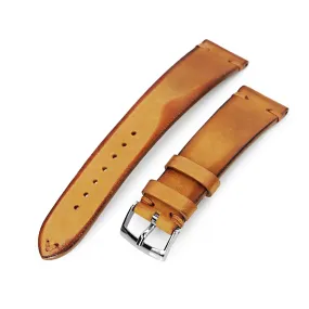 Artisan Tan Italian Handmade Leather Watch Band, P Buckle, 20mm or 22mm