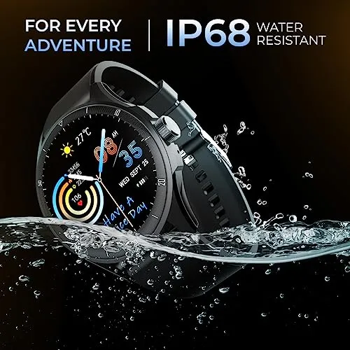 beatXP Vega Neo 1.43” AMOLED Bluetooth Calling Smartwatch with 466 * 466 Pixel, 60 Hz Refresh Rate, 500 Nits, Always on Display, Health Tracking, 100  Sports Modes (Black Strap, 1.43)