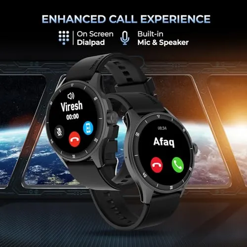 beatXP Vega Neo 1.43” AMOLED Bluetooth Calling Smartwatch with 466 * 466 Pixel, 60 Hz Refresh Rate, 500 Nits, Always on Display, Health Tracking, 100  Sports Modes (Black Strap, 1.43)