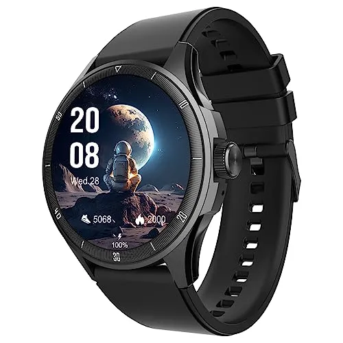 beatXP Vega Neo 1.43” AMOLED Bluetooth Calling Smartwatch with 466 * 466 Pixel, 60 Hz Refresh Rate, 500 Nits, Always on Display, Health Tracking, 100  Sports Modes (Black Strap, 1.43)