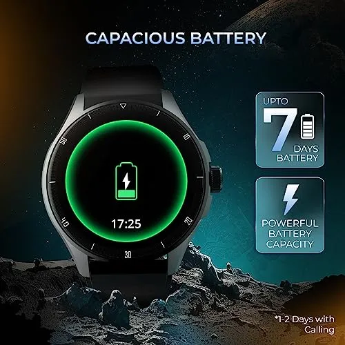 beatXP Vega Neo 1.43” AMOLED Bluetooth Calling Smartwatch with 466 * 466 Pixel, 60 Hz Refresh Rate, 500 Nits, Always on Display, Health Tracking, 100  Sports Modes (Black Strap, 1.43)