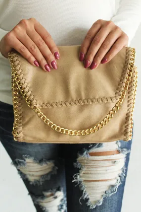 Beige Chained Clutch