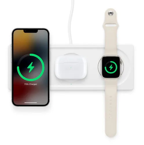 Belkin BOOST↑CHARGE™ PRO 3-in-1 Wireless Charging Pad with MagSafe Support - White - Brand New