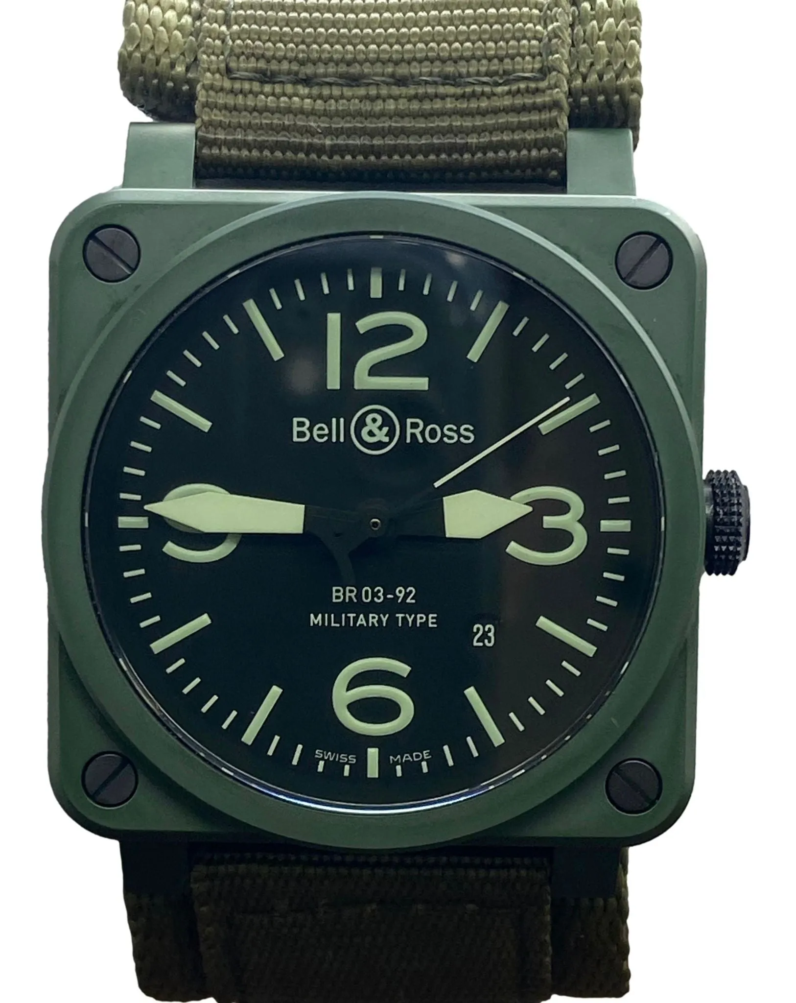 Bell & Ross Military Type Ceramic Kaki Factory Warranty BR03-92-CK Black Dial Automatic Men's Watch