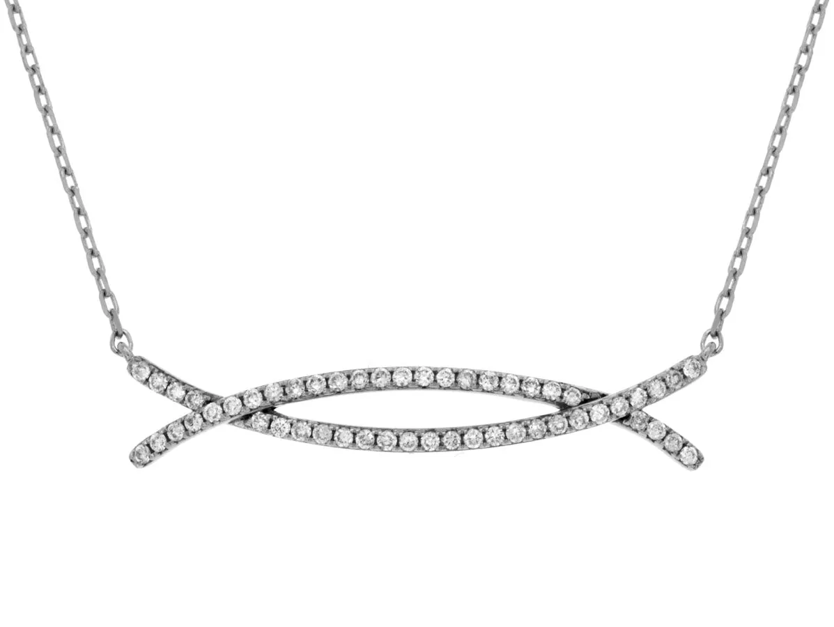 Bent Double Diamond Bar Necklace