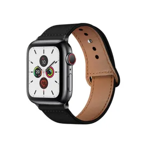 Black Genuine Leather Apple Watch Band 黑色真皮Apple 錶帶