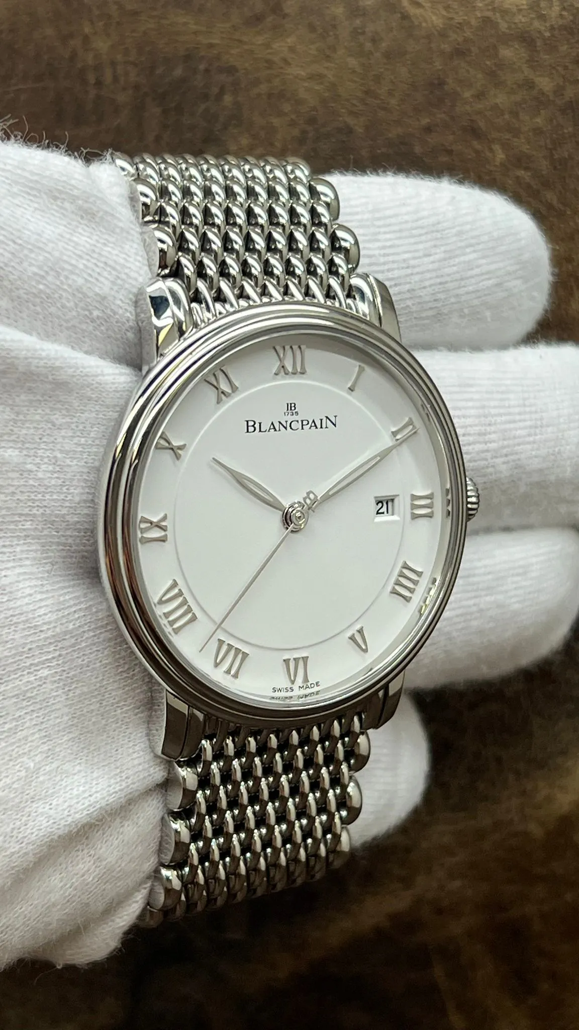 Blancpain Villeret Ultra Slim 40mm 6651-1127-MMB White Roman Dial Automatic Men's Watch