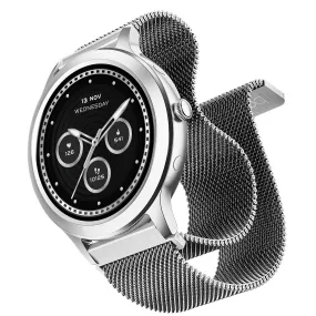 boAt Enigma R32 with 1.32" HD Display, Bluetooth Calling,Luxurious Metal Body&Metal Mesh Strap, Female Health Tracker, 100  Cloud Watch Faces, HR & SpO2 Monitoring, IP67(Classic Silver)