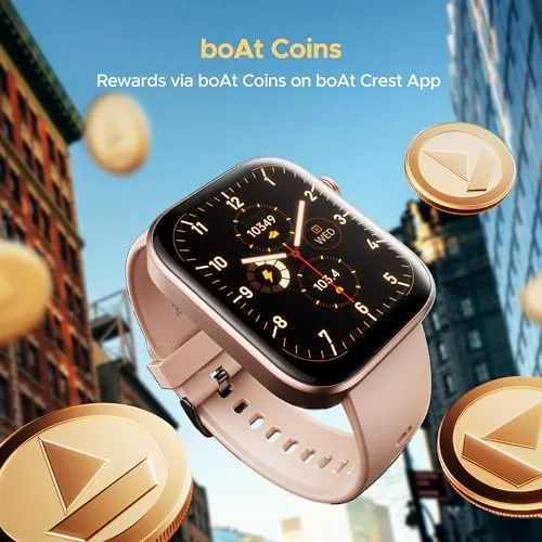 boAt Storm Call 3 w/Turn-by-Turn Navigation, 1.83” HD Display, Bluetooth Calling, Crest  OS, QR Tray, Watch Face Studio, Coins, Emergency SOS Smart Watch for Men & Women(Cherry Blossom)