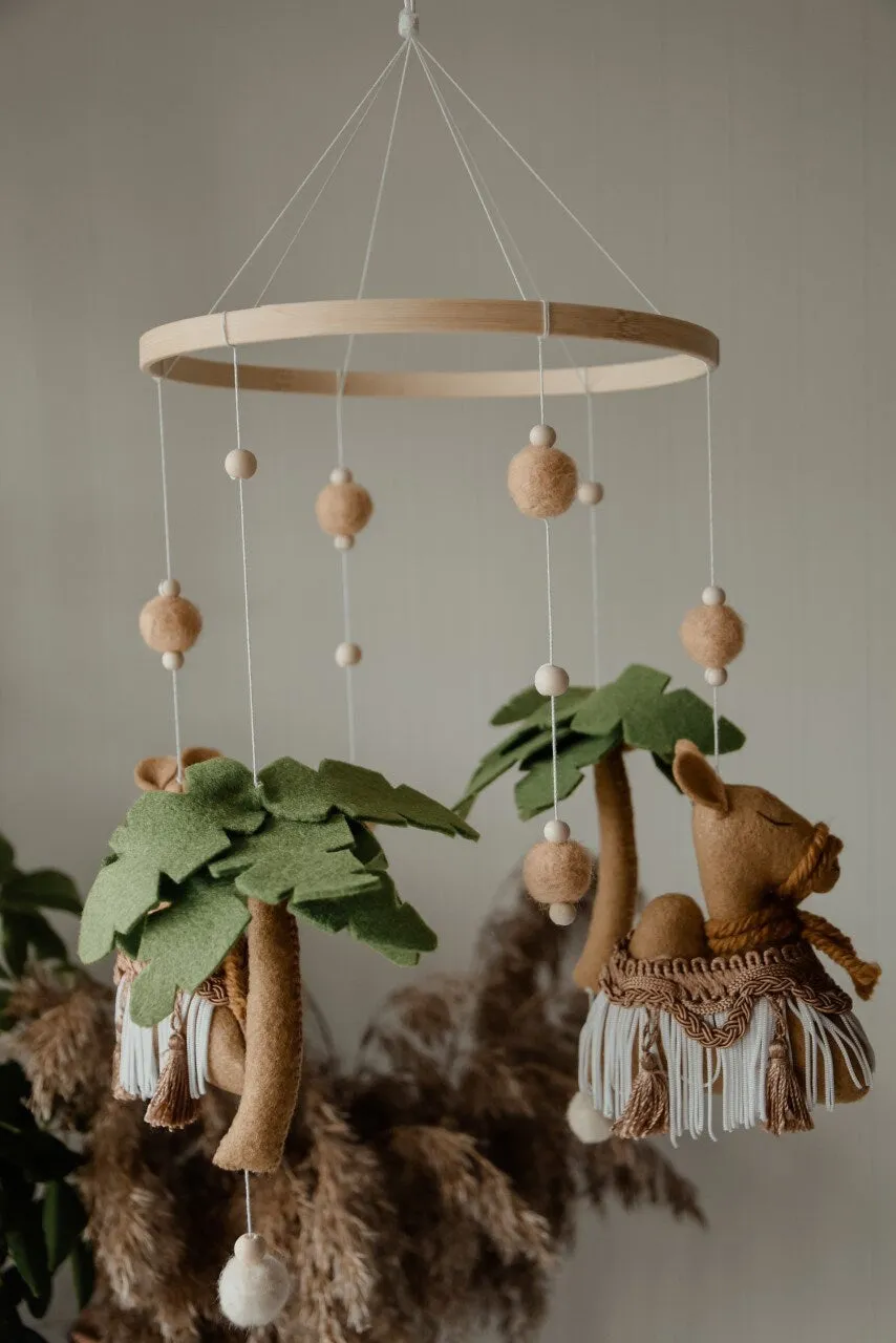 Boho mobile with camel and palm tree