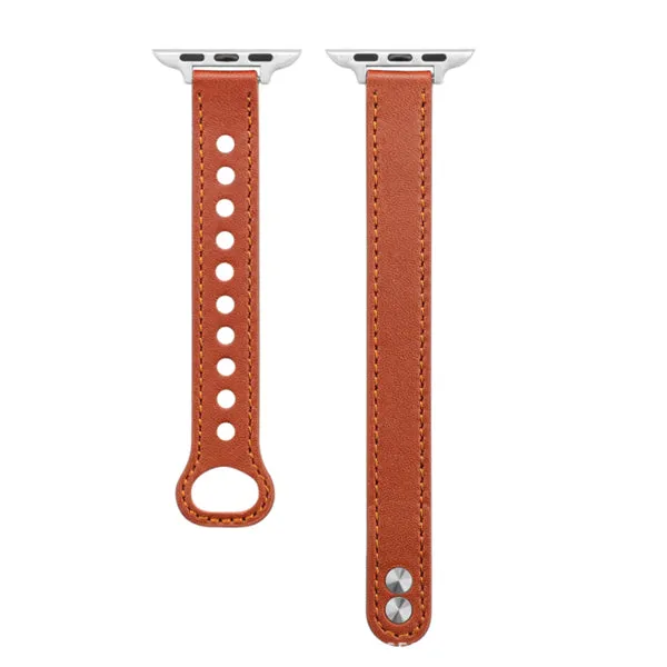 Brown Genuine Leather Apple Watch Band (for small wrist) 棕色真皮Apple 錶帶 (適合小手腕)