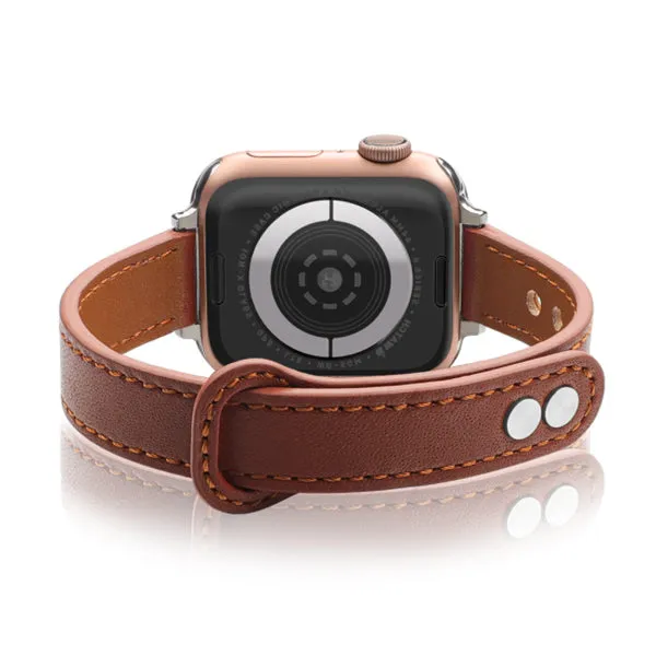 Brown Genuine Leather Apple Watch Band (for small wrist) 棕色真皮Apple 錶帶 (適合小手腕)