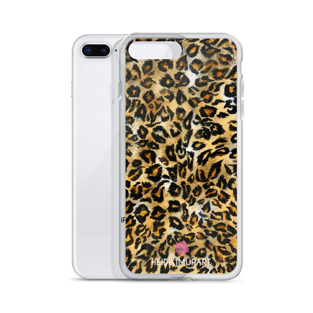 Brown Leopard Print iPhone Case, Brown Leopard Animal Print Designer Unisex Phone Case- Printed in USA/EU/MX