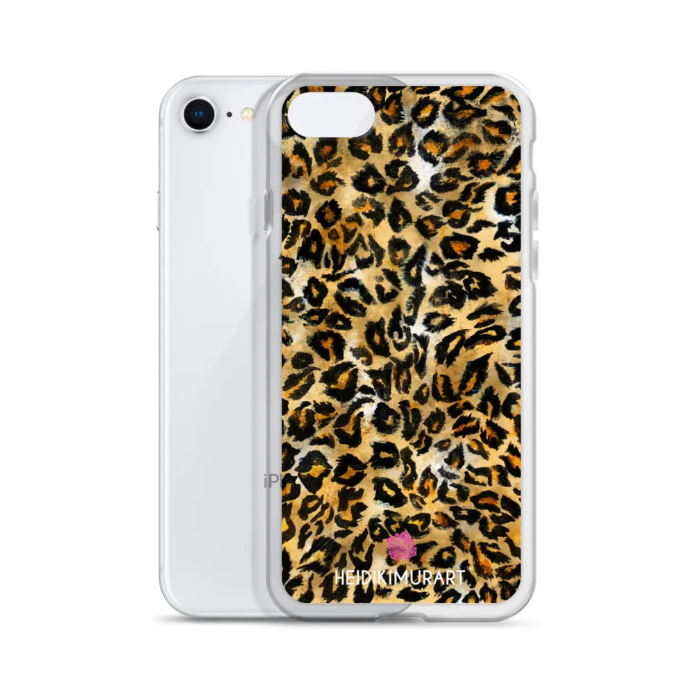 Brown Leopard Print iPhone Case, Brown Leopard Animal Print Designer Unisex Phone Case- Printed in USA/EU/MX