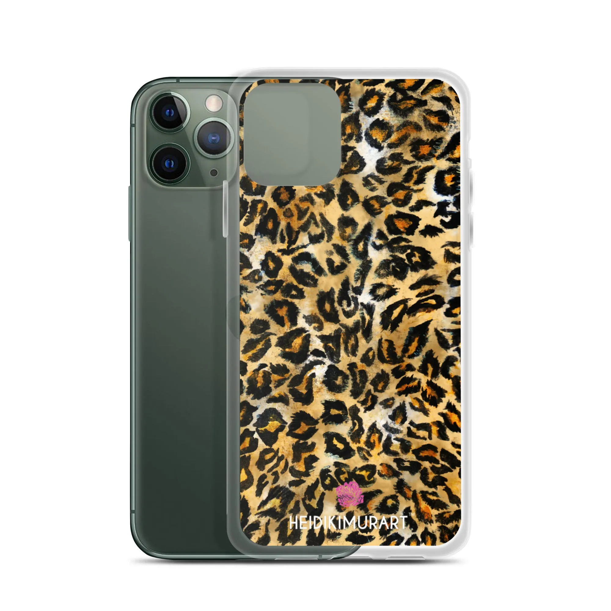 Brown Leopard Print iPhone Case, Brown Leopard Animal Print Designer Unisex Phone Case- Printed in USA/EU/MX