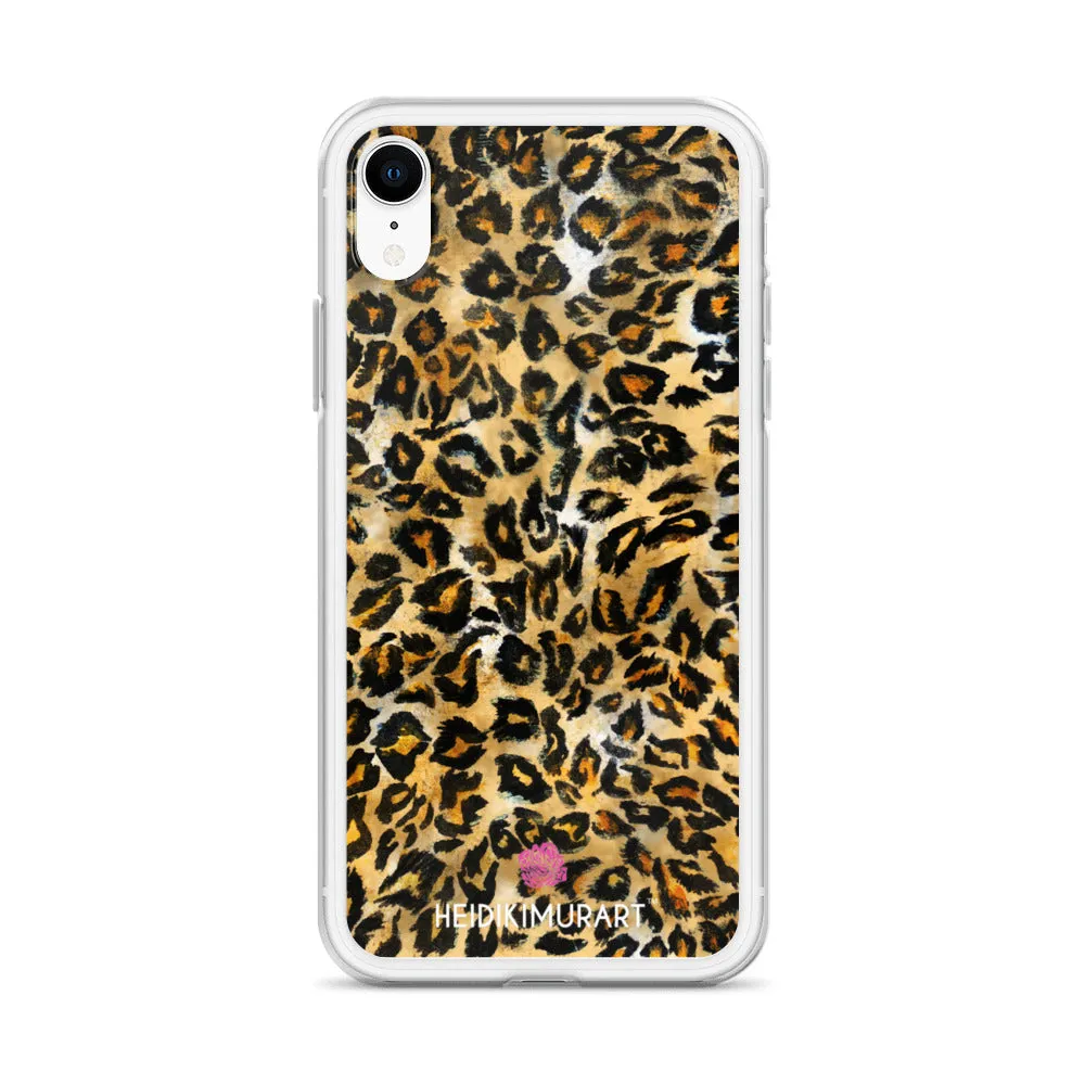 Brown Leopard Print iPhone Case, Brown Leopard Animal Print Designer Unisex Phone Case- Printed in USA/EU/MX