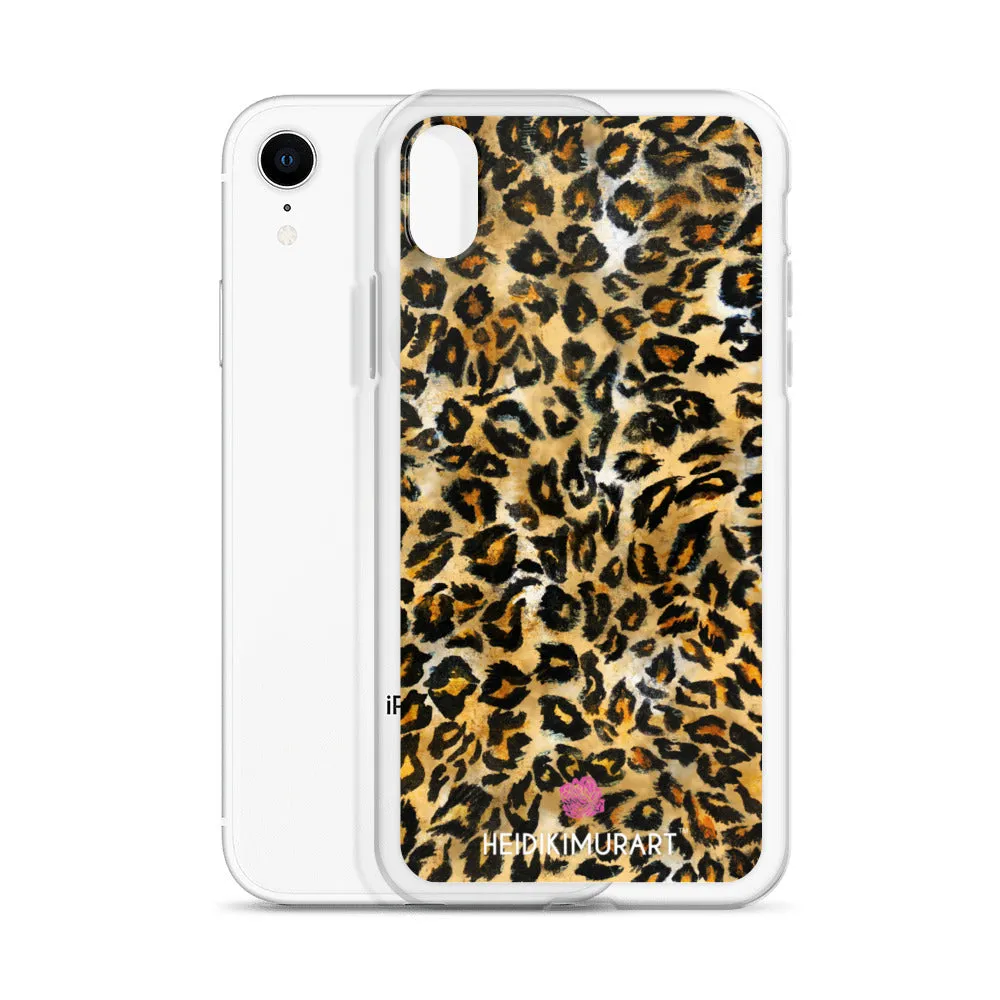 Brown Leopard Print iPhone Case, Brown Leopard Animal Print Designer Unisex Phone Case- Printed in USA/EU/MX