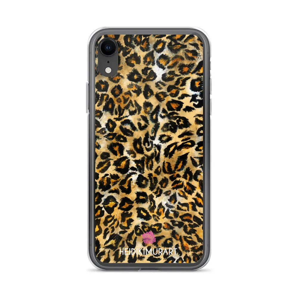 Brown Leopard Print iPhone Case, Brown Leopard Animal Print Designer Unisex Phone Case- Printed in USA/EU/MX