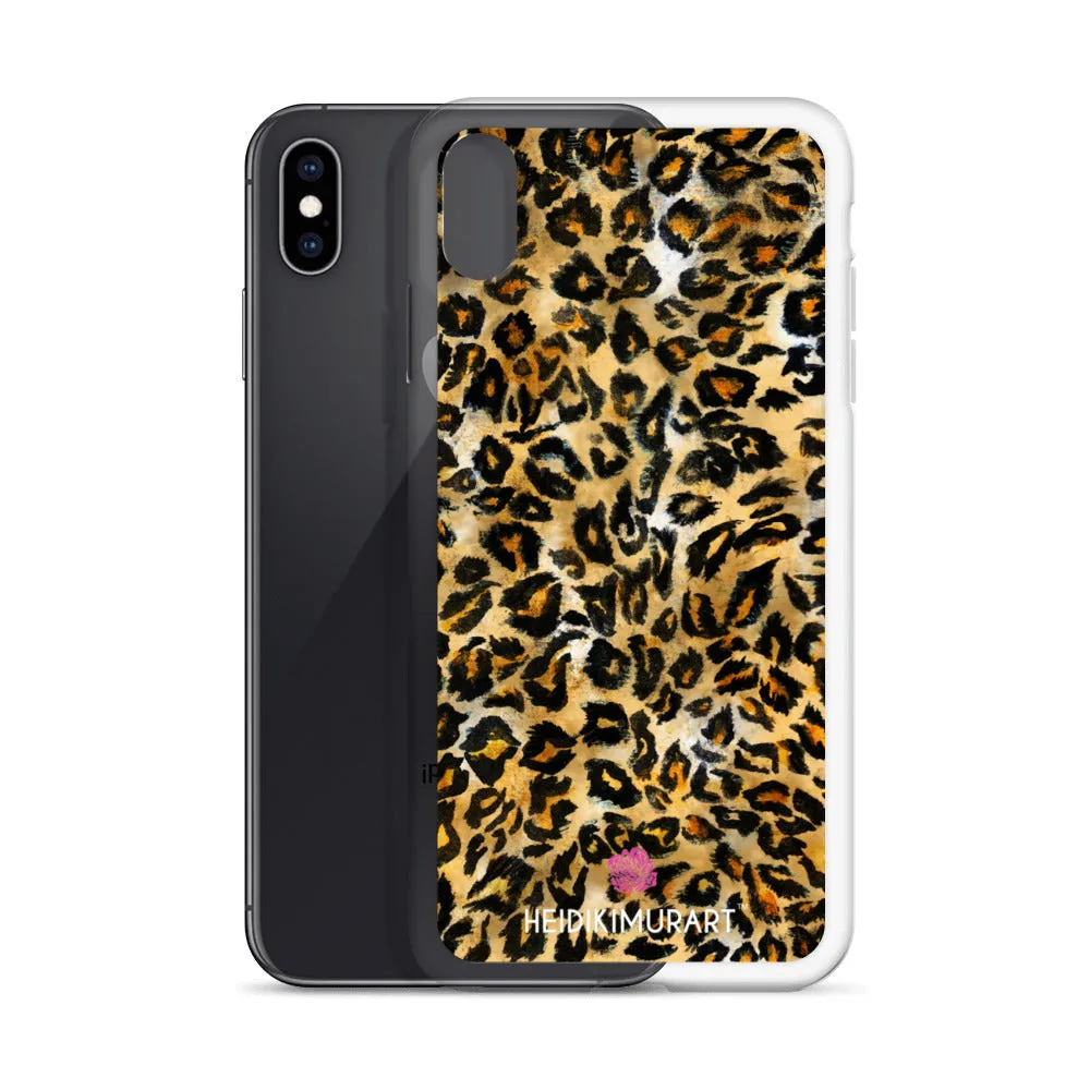 Brown Leopard Print iPhone Case, Brown Leopard Animal Print Designer Unisex Phone Case- Printed in USA/EU/MX