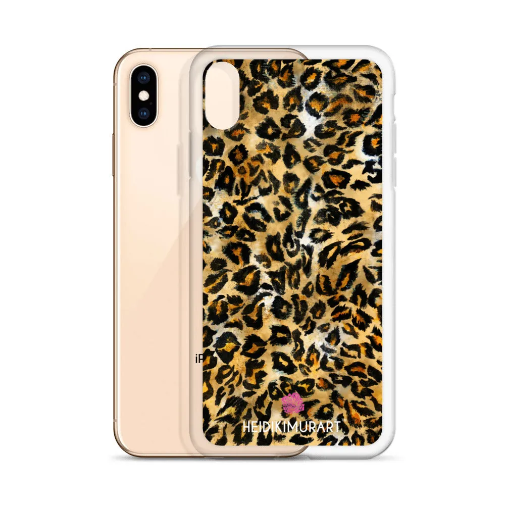 Brown Leopard Print iPhone Case, Brown Leopard Animal Print Designer Unisex Phone Case- Printed in USA/EU/MX