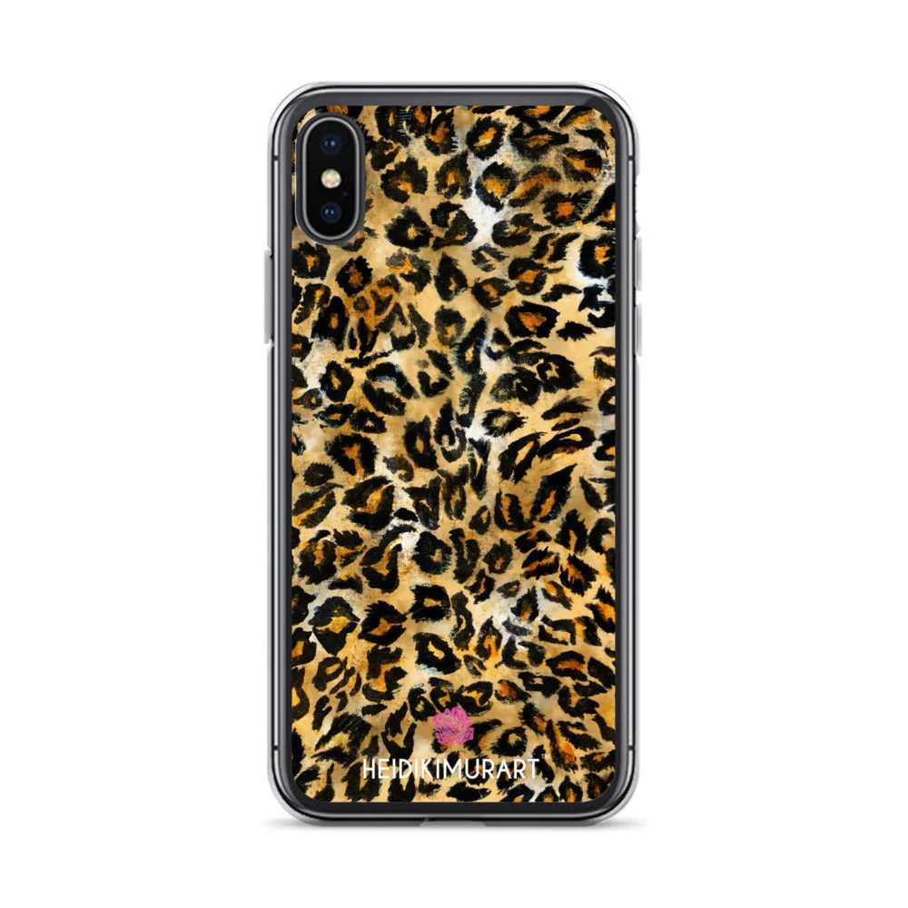 Brown Leopard Print iPhone Case, Brown Leopard Animal Print Designer Unisex Phone Case- Printed in USA/EU/MX